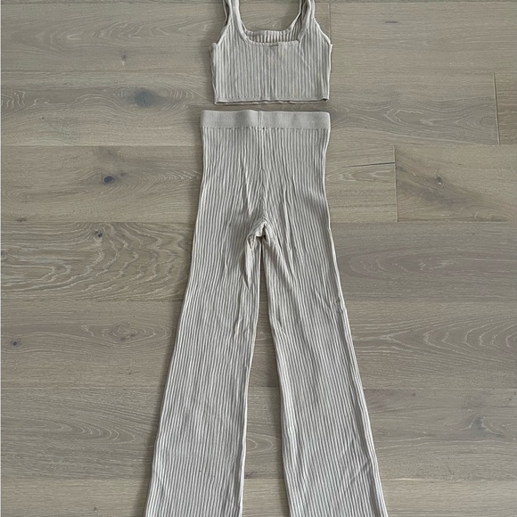 Ribbed Beige Two-Piece Set - Picture 2 of 3